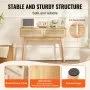 Consola de ratán VEVOR con 2 cajones, mesa de entrada de ratán con puerta corrediza de ratán natural, consola para sala de estar, estudio, entrada o pared de TV, color natural.