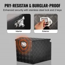 VEVOR Caja de lengüeta para remolque, caja de herramientas con placa de diamante de aleación de aluminio, caja de almacenamiento para remolque resistente con cerradura y llaves, caja de lengüeta para remolque utilitario para camioneta, RV, remolque, 39 x 16,5 x 12 pulgadas