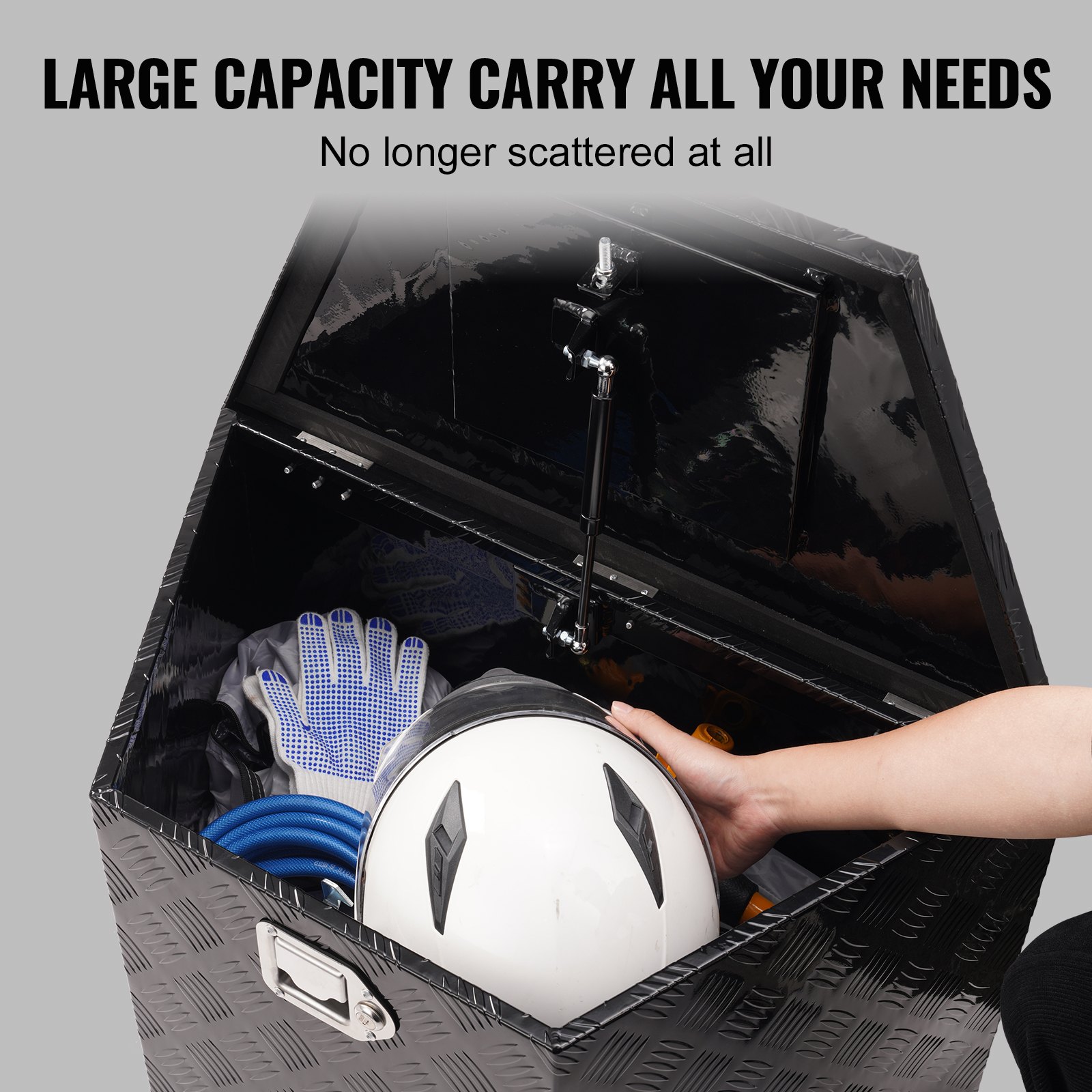 VEVOR Caja de lengüeta para remolque, caja de herramientas con placa de diamante de aleación de aluminio, caja de almacenamiento para remolque resistente con cerradura y llaves, caja de lengüeta para remolque utilitario para camioneta, RV, remolque, 39 x 16,5 x 12 pulgadas