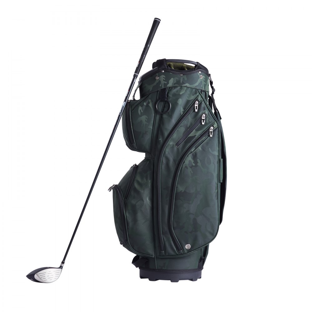 Bolsa para carrito de golf VEVOR con divisor superior organizador de 14 compartimentos, 36" (91 cm) y 11 bolsillos, de nailon premium, resistente, con asas, funda antipolvo y correas desmontables, para hombre y mujer, color verde militar.