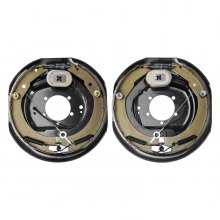VEVOR Conjunto de freno de remolque eléctrico, 12" x 2", 1 par de frenos eléctricos autoajustables para eje de 7000 libras, montaje de 5 orificios, placas de respaldo para reemplazo de piezas del sistema de frenado (1 derecha + 1 izquierda)
