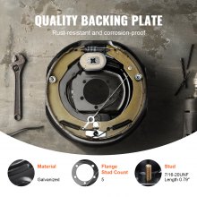 VEVOR Conjunto de frenos de remolque eléctrico, 12" x 2", 2 pares de frenos eléctricos autoajustables para eje de 7000 libras, montaje de 5 orificios, placas de respaldo para reemplazo de piezas del sistema de frenado (2 derechas + 2 izquierdas)
