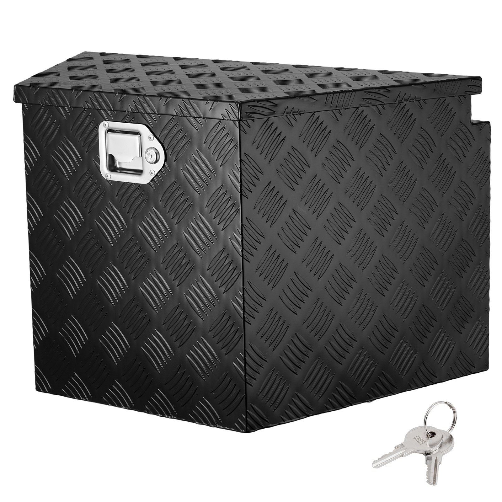 Caja de herramientas VEVOR para remolque, de aleación de aluminio con placa de diamante, resistente, con cerradura y llaves, para camioneta, autocaravana y remolque, 73,6 x 41,7 x 46,5 cm