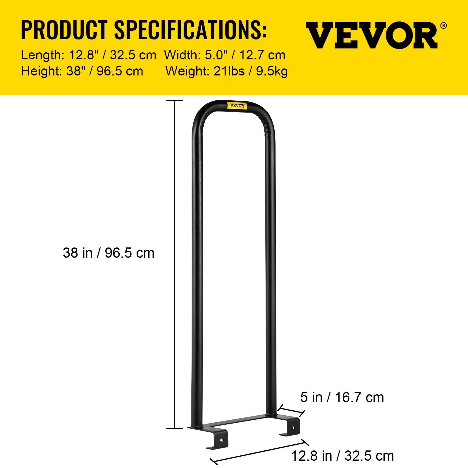 Convertidor de plataforma VEVOR, 38&quot; de alto, 12,8&quot; de largo, 5&quot; de ancho, 21 lbs., marco negro.
