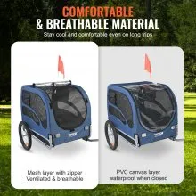 VEVOR Remolque para bicicleta para perros, soporta hasta 100 libras, portabicicletas para carrito para mascotas, marco fácil de plegar con ruedas de liberación rápida, acoplador universal para bicicleta, reflectores, bandera, plegable para almacenar, azul/negro