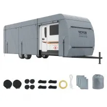 VEVOR Funda para remolque de viaje, cubierta para RV de 20 a 22 pies, cubierta para caravana de tela no tejida de 4 capas, cubierta para caravana Clase A impermeable, resistente al viento y al desgast
