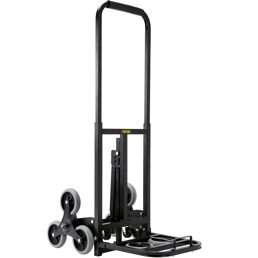 Carretilla sube escaleras VEVOR con diseño de triple rueda y placa base plegable.