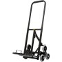 Carretilla sube escaleras VEVOR con diseño de tres ruedas y plataforma plegable para un fácil transporte.