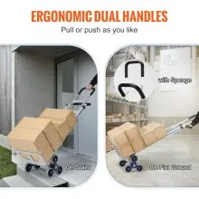 VEVOR 2 en 1 Camión de mano de aluminio Escalador de escaleras Capacidad de 550 libras con manijas dobles