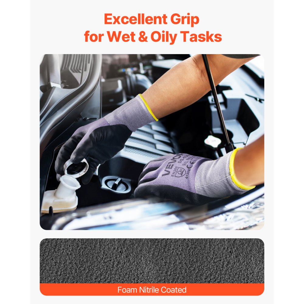 Guantes de trabajo (12 pares) con revestimiento de nitrilo para pantalla táctil, para jardinería y construcción