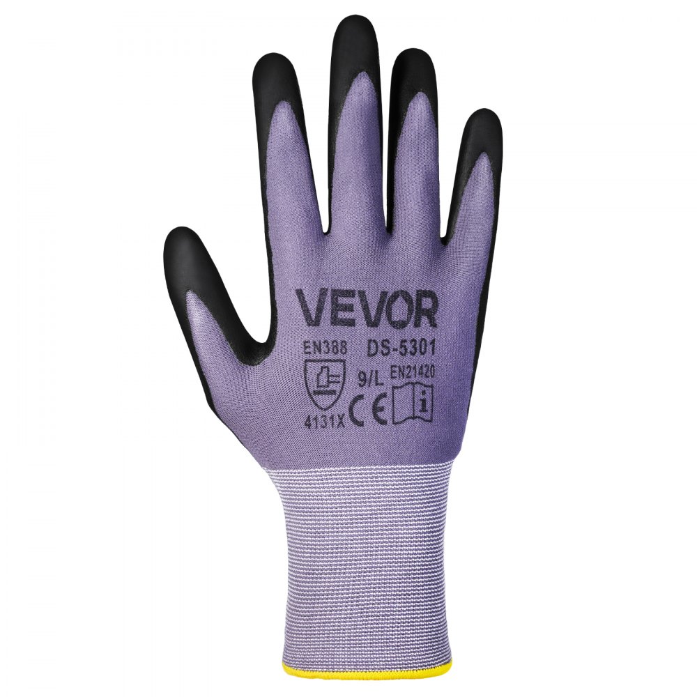 Guantes de trabajo (12 pares) con revestimiento de nitrilo para pantalla táctil, para jardinería y construcción