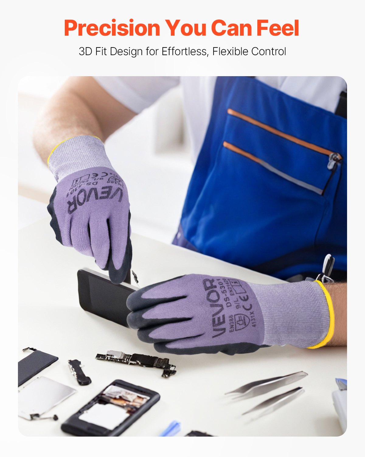 Guantes de trabajo (12 pares) con revestimiento de nitrilo para pantalla táctil, para jardinería y construcción