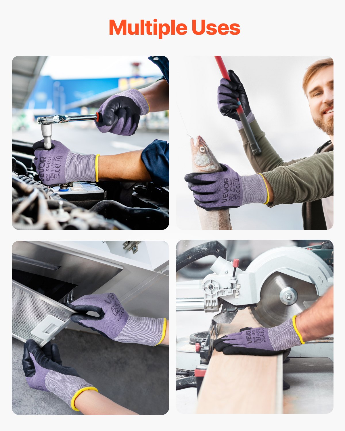 Guantes de trabajo (12 pares) con revestimiento de nitrilo para pantalla táctil, para jardinería y construcción