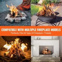 VEVOR 10 Piezas de Leños para Chimenea de Gas, Grandes Leños de Cerámica para Chimenea Decorativa, Leños de Madera Resistentes al Calor, Leños Realistas de Gas, Ramas de Madera Apilables para Chimenea de Gas, Chimenea Interior o Exterior