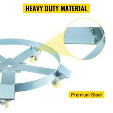 VEVOR Heavy Duty Drum Dolly 5 ruedas giratorias marco de acero de 55 galones sin inclinación con freno