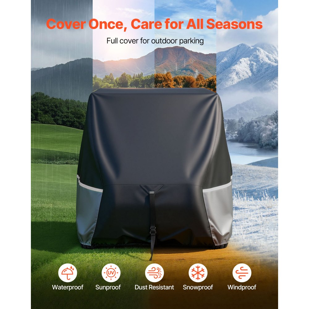 VEVOR Funda para Carrito de Golf de Tela Oxford 420D, Cubierta Impermeable para 2+2/4 Pasajeros con 3 Puertas Laterales con Bandas Reflectantes, Cremallera, Compatible con Honda Yamaha Club Car EZGO