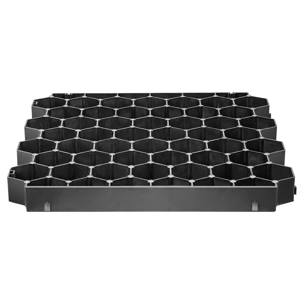 Adoquines permeables VEVOR de 1.9 in de profundidad, rejilla de entrada de grava, adoquines de césped entrelazados planos, base de cobertizo de plástico negro HDPE para paisajismo y refuerzo de suelo en estacionamientos/carriles de incendios (paquete de 4-11 Sf)