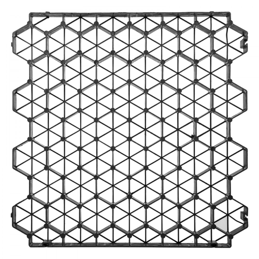 Adoquines permeables VEVOR de 1.9 in de profundidad, rejilla de entrada de grava, adoquines de césped entrelazados planos, base de cobertizo de plástico negro HDPE para paisajismo y refuerzo de suelo en estacionamientos/carriles de incendios (paquete de 4-11 Sf)