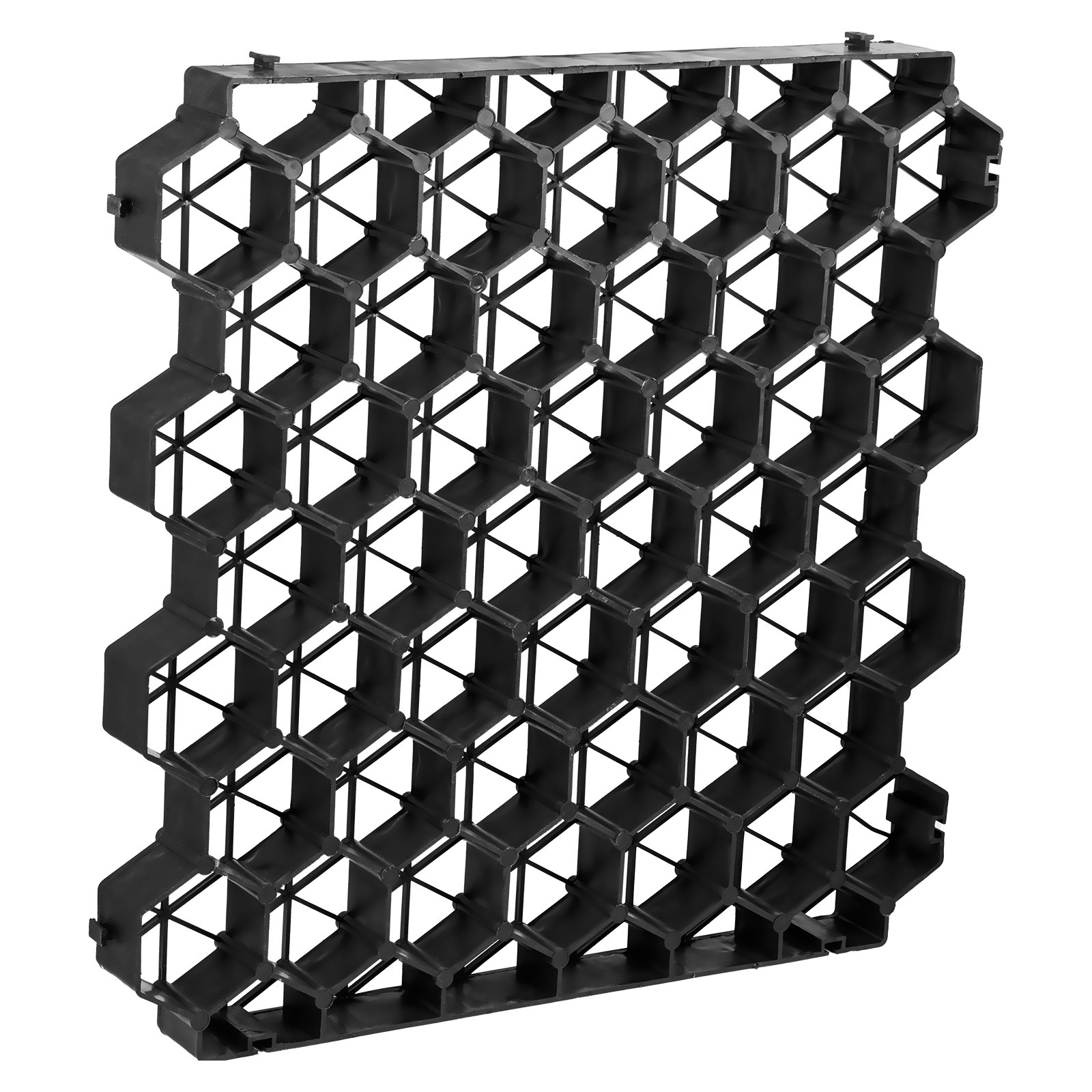 Adoquines permeables VEVOR de 1.9 in de profundidad, rejilla de entrada de grava, adoquines de césped entrelazados planos, base de cobertizo de plástico negro HDPE para paisajismo y refuerzo de suelo en estacionamientos/carriles de incendios (paquete de 4-11 Sf)