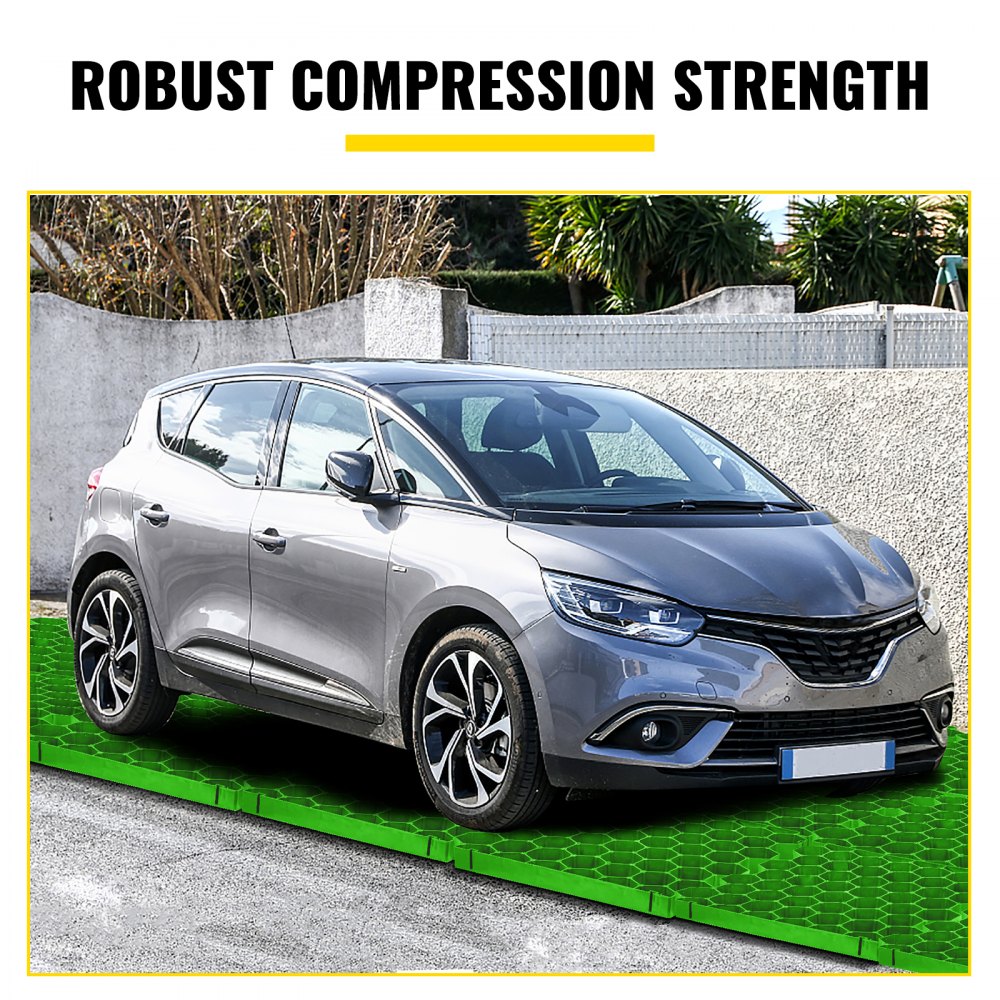 Adoquines permeables VEVOR de 1.9 in de profundidad, rejilla de entrada de grava, adoquines de césped entrelazados planos, base de cobertizo de plástico verde HDPE para paisajismo y refuerzo de suelo en estacionamientos/carriles de incendios (paquete de 4-11 pies cuadrados)