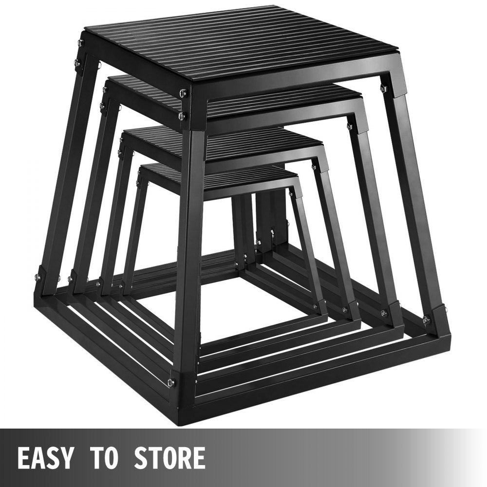 VEVOR 4 Pics Plyometric Box Pliométrico Caja Pliométrico Plataforma Caja de Salto Caja Pliometrica Salto Cajón Pliometrico Cajones de Salto Juego de 4 de 12 ''/18 ''/24 ''/30 " Color Negro