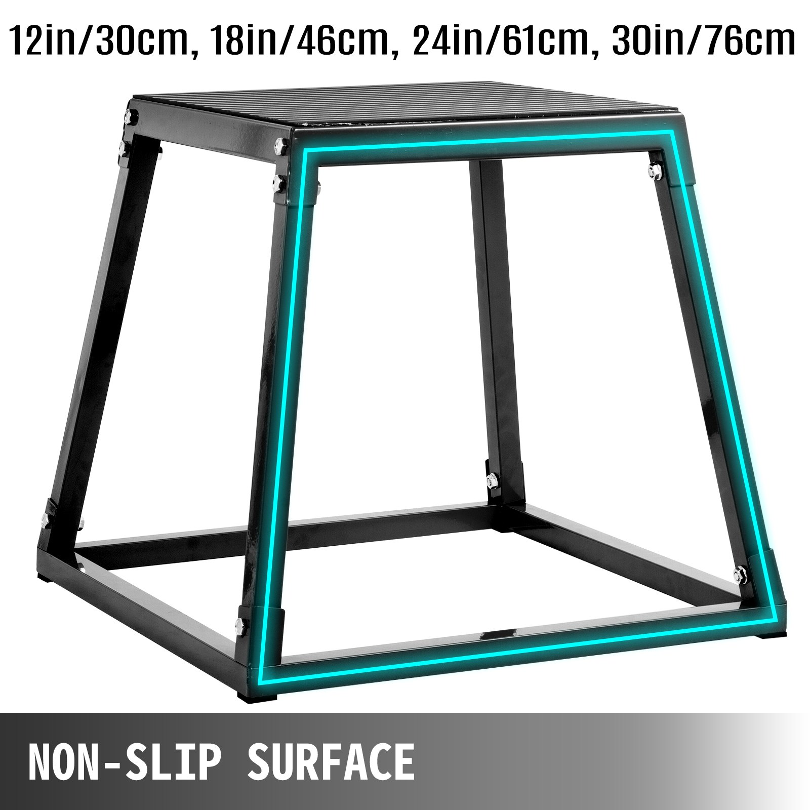 VEVOR 4 Pics Plyometric Box Pliométrico Caja Pliométrico Plataforma Caja de Salto Caja Pliometrica Salto Cajón Pliometrico Cajones de Salto Juego de 4 de 12 ''/18 ''/24 ''/30 " Color Negro