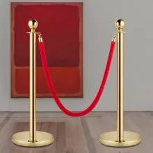 VEVOR Postes Separadores Cinta Extensible Barreras De Seguridad 5 pies/1,5 m puntal dorado de acero inoxidable con parte superior esférica