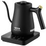 Hervidor de cuello de cisne eléctrico VEVOR en negro mate, diseño elegante con mango ergonómico y base digital.