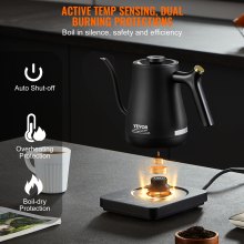 VEVOR Hervidor eléctrico con cuello de cisne de 1 L, control de temperatura para verter sobre café con 5 preajustes variables, caldera de té de agua caliente de acero inoxidable 304 de grado alimenticio y protección contra ebullición en seco, mantiene caliente, 1200 W