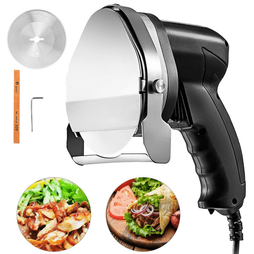 VEVOR Cortadora De Fiambre 110V Shawarma eléctrico 80W Cuchillo de kebab turco profesional Cortador giroscópico comercial de acero inoxidable 2800 Rpm