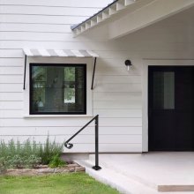 VEVOR Pasamanos se adapta a 1 o 2 escalones, pasamanos Material de metal de hierro real, pasamanos de hierro forjado real y soportes de poste de acero inoxidable, con kit de instalación Pasamanos para escalones al aire libre, negro mate