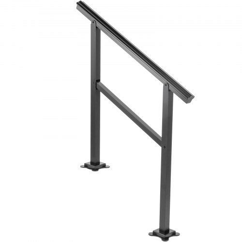 VEVOR Pasamanos de 3 escalones, color negro, ajustable, se adapta a 1 o 3 escalones de hierro forjado mate para escaleras, con kit de instalación