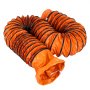 Manguera de conducto VEVOR naranja con anillos negros enrollados uno al lado del otro.