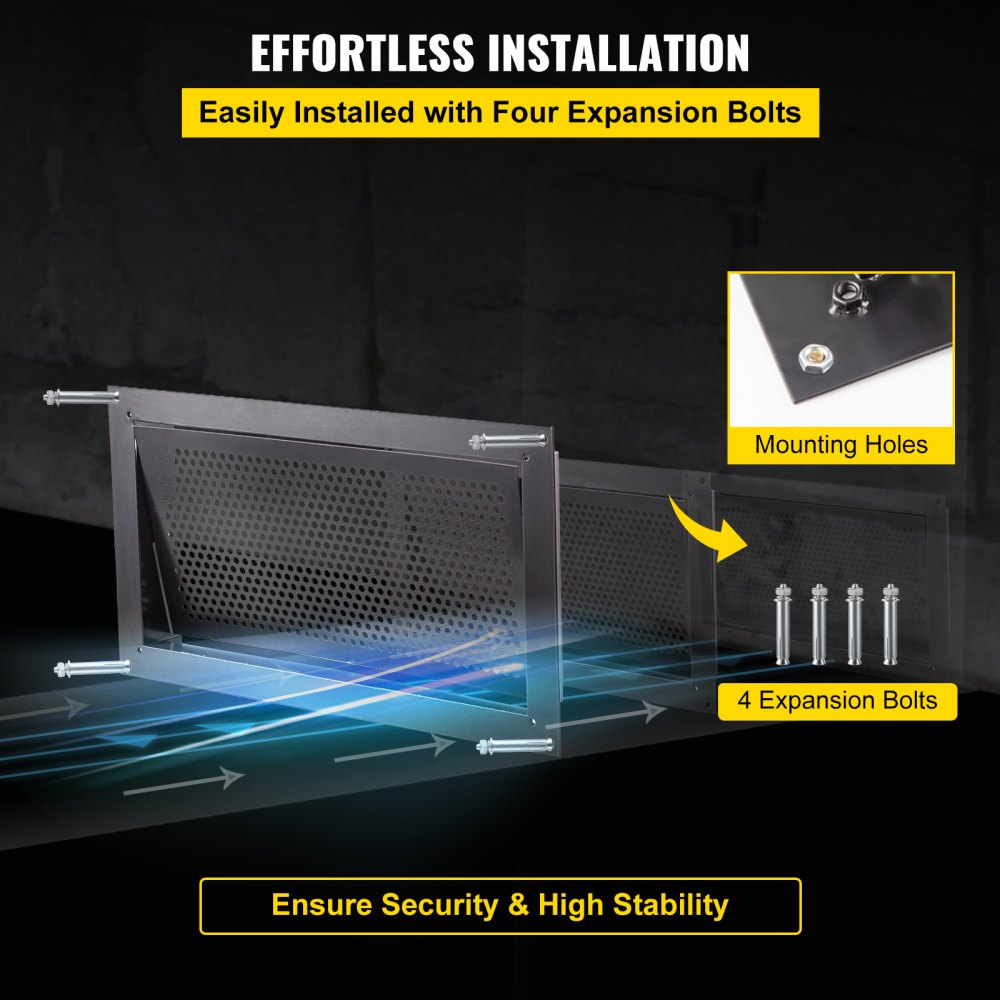 VEVOR Ventilación para Inundaciones de 465x260x50 mm en la Pared Ventilación para Inundaciones de Cimientos para Reducir Daños a los Cimientos y el Riesgo de Inundaciones en Espacios de Acceso, Negro