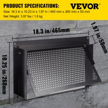 Ventilación de inundación VEVOR, 8" de altura x 16" de ancho x 2" de profundidad Ventilación de inundación de la base, para reducir el daño de la base y el riesgo de inundación, negro, montado en la pared, para espacios de arrastre, garajes y recintos de altura completa