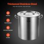 VEVOR Olla de acero inoxidable, ollas de cocina grandes de 42 cuartos, olla para salsa con colador, tapa y mango, olla de grado comercial resistente, tratamiento de lijado, para eventos de grupos grandes, color plateado