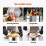 VEVOR Olla de acero inoxidable, ollas de cocina grandes de 42 cuartos, olla para salsa con colador, tapa y mango, olla de grado comercial resistente, tratamiento de lijado, para eventos de grupos grandes, color plateado