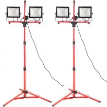 VEVOR Luz de trabajo LED con soporte, 2 piezas 10000 lúmenes Luz de trabajo LED de doble cabezal con soporte de trípode ajustable y plegable de 27.6"-68.1", IP65 Luz de trabajo de trípode LED impermeable, con temperatura de color de 5000 K