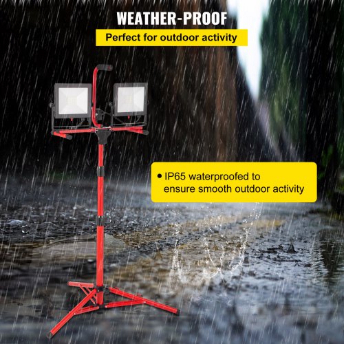 Luz de trabajo LED de doble cabezal VEVOR Luz de trabajo LED de 20000 lúmenes con trípode 27.6-68.1 "