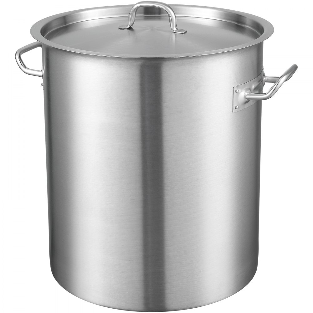 VEVOR Olla de acero inoxidable, ollas grandes de 42 cuartos, olla multiusos para salsa con tapa y asa, olla resistente de grado comercial, tratamiento de lijado, para eventos de grupos grandes, color plateado