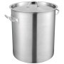 VEVOR Olla de acero inoxidable, ollas grandes de 42 cuartos, olla multiusos para salsa con tapa y asa, olla resistente de grado comercial, tratamiento de lijado, para eventos de grupos grandes, color plateado