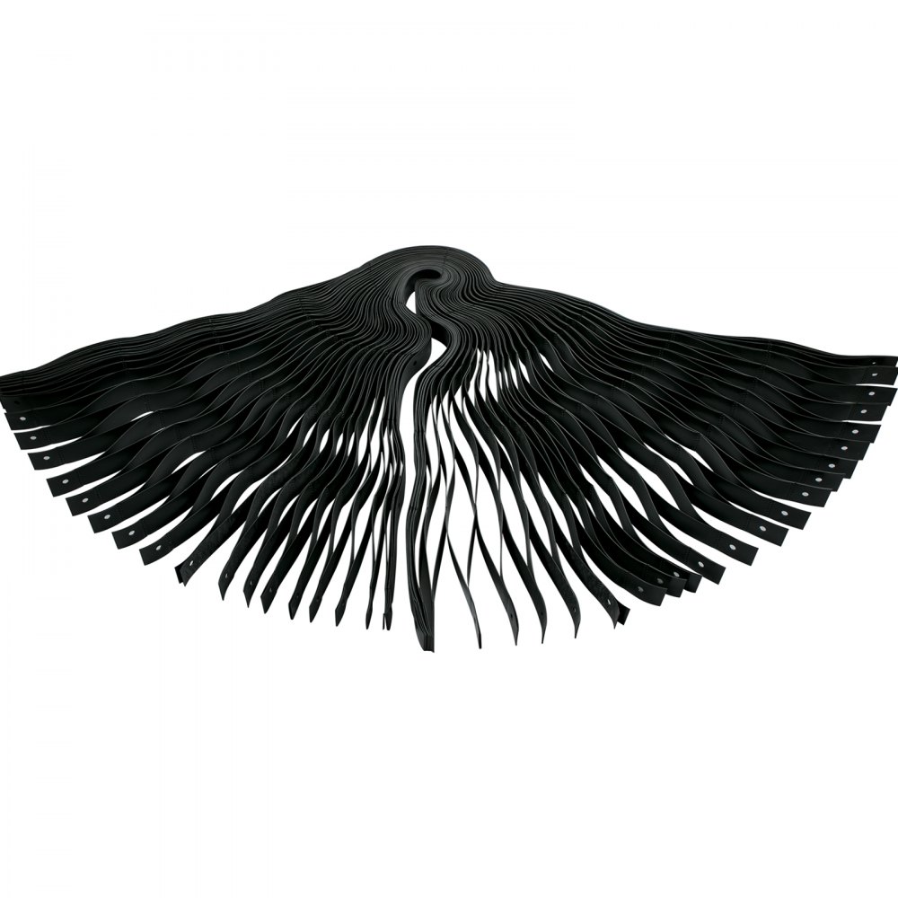 Rejilla de suelo VEVOR negra con tiras flexibles entrelazadas que se extienden hacia afuera.