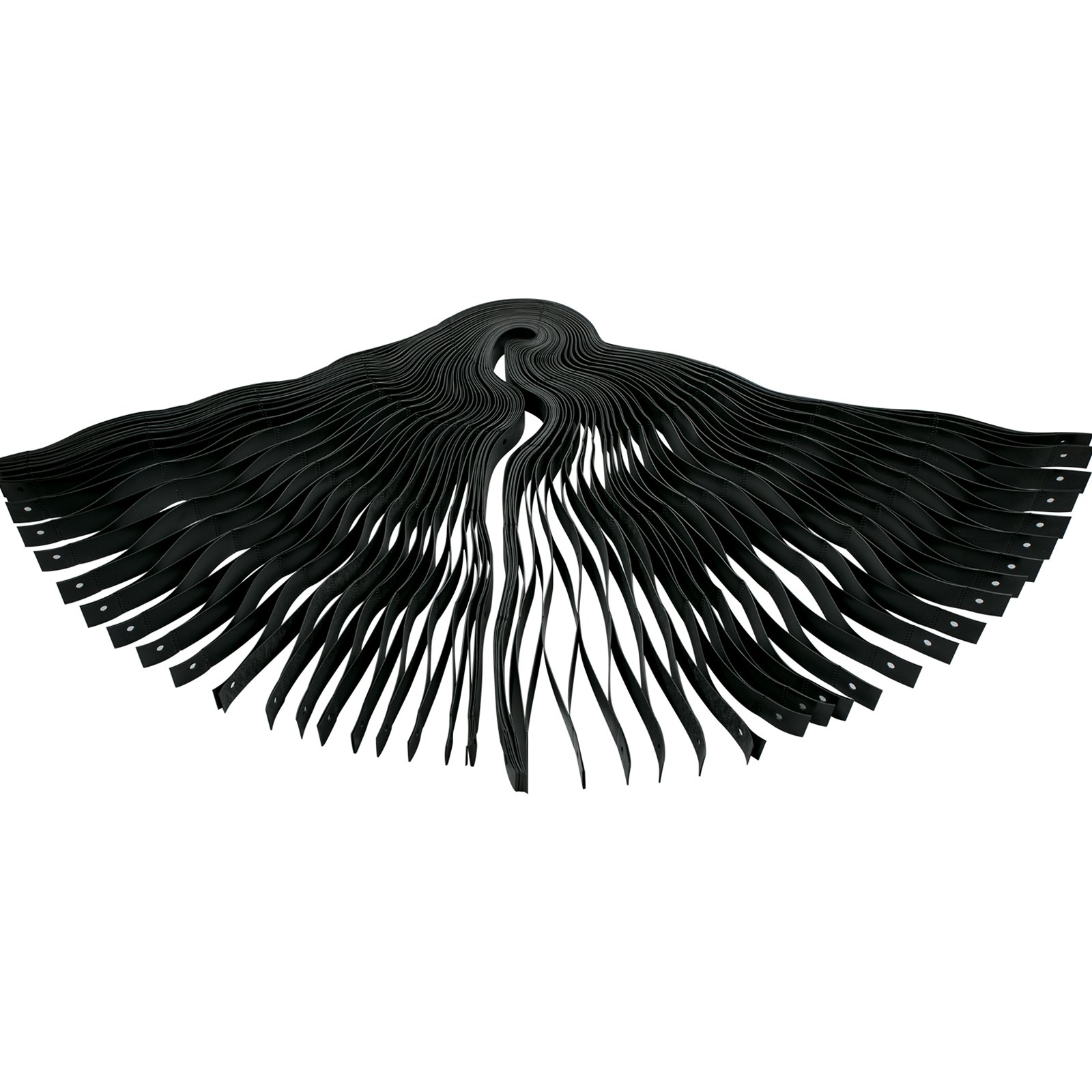 Rejilla de suelo VEVOR negra con tiras flexibles entrelazadas que se extienden hacia afuera.