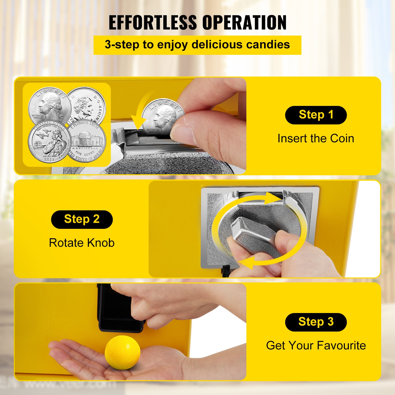 Máquina expendedora de caramelos de tres cabezales VEVOR, máquina expendedora de chicles de 1 pulgada, máquina expendedora de chicles comercial con soporte y tamaño de salida de caramelos ajustable, máquina expendedora de caramelos para el hogar, tiendas de juegos