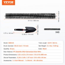 VEVOR Cepillo para canalones, 120 pies de longitud total, 4.33 pulgadas de diámetro, herramientas de limpieza de canalones, cepillo para canalones a nivel del suelo, protector de hojas para canalones de 5 pulgadas, fácil limpieza de hojas y escombros de techo, paquete de 40