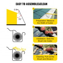 VEVOR Cepillo protector de canalones con cerdas de 120 pies de longitud, 4.33 pulgadas de diámetro. Protector de hojas para canalones de 5 pulgadas, cepillo de canalones de alambre de acero galvanizado, sin herramientas, protector de hojas de canalones para mantener fuera los desechos