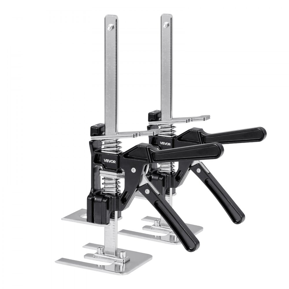 Gato de brazo VEVOR, 2 unidades, capacidad de carga de 150 kg, capacidad de elevación de hasta 18 cm, herramienta de elevación manual de metal con nivel magnético, altura ajustable, para puertas, ventanas, muebles y carpintería, color negro