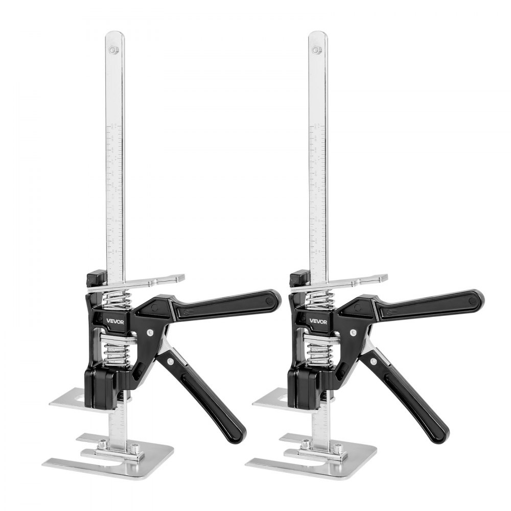 VEVOR Brazo Ahorrador de Trabajo 2 Piezas Carga de 150 kg Elevación hasta 250 mm Levantador Manual de Placas de Metal con Nivel Magnético para Puertas, Ventanas, Muebles, Carpintería, Negro
