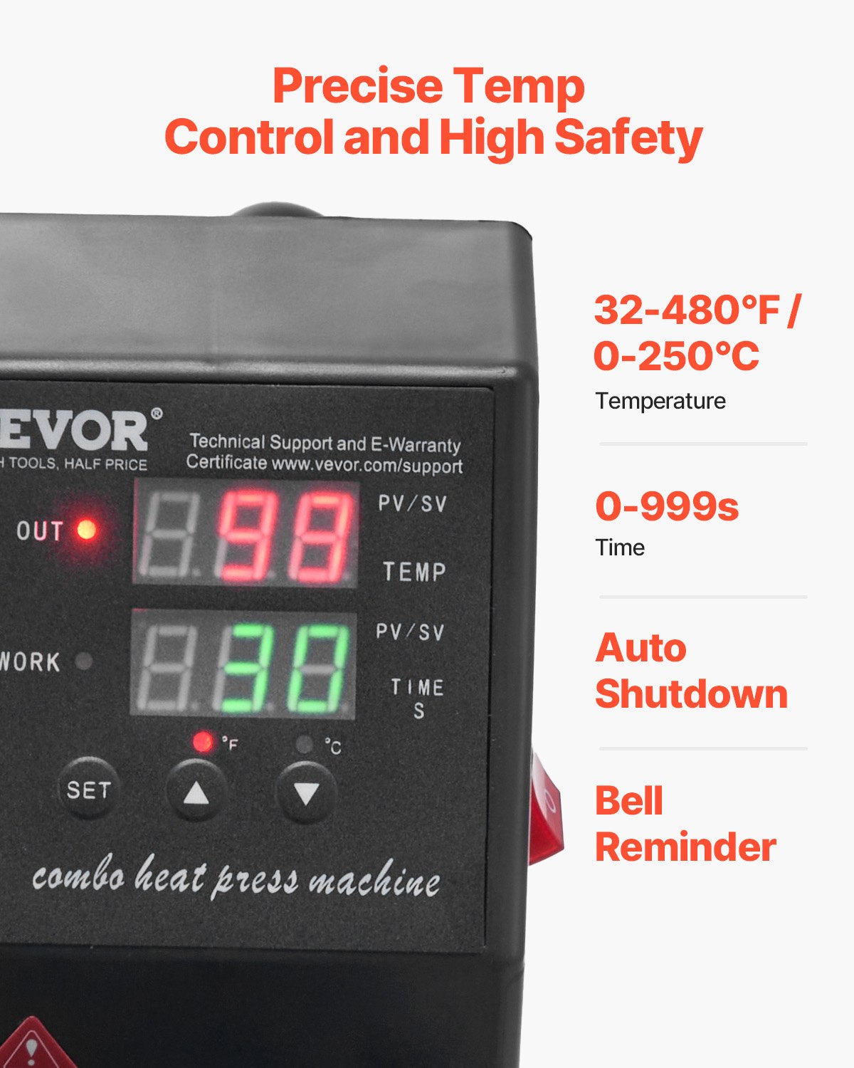 VEVOR Máquina de Prensa de Calor Prensa Térmica Máquina de Sublimación Digital Camiseta de Sublimación Transferencia de Impresora Prensado 30 X 23 cm