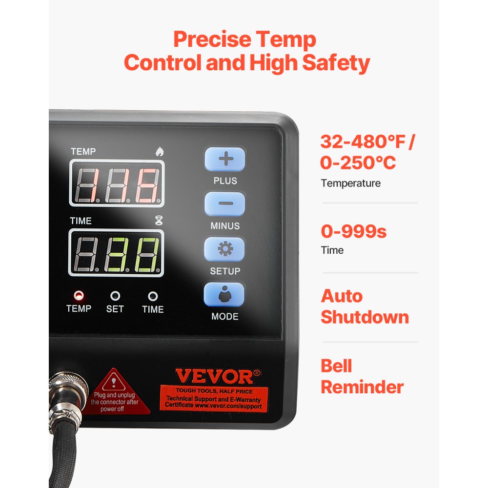 VEVOR Máquina de prensa de calor Prensa Térmica 12 x 15 pulgadas 8 en 1 Máquina de sublimación de prensa de calor Rotación de 360 ° 8 en 1 Máquina